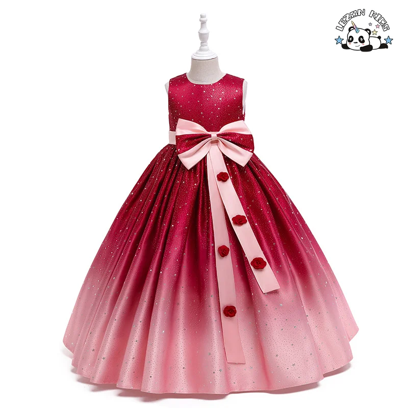 LEZONKIDS - mesh white formal red baby girl princess dress party for kids 2-12 green kid girl summer baby flower girls' dresses